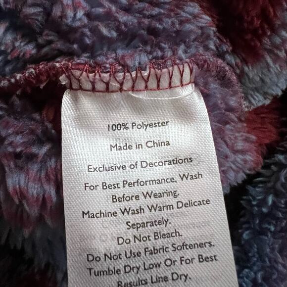 Eddie Bauer Fleece Womens Large Ultra Soft Plush Plaid Quarter Zip Blue Maroon - Picture 5 of 9